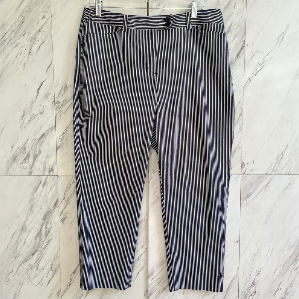 Jones New York Navy and White Striped Capris